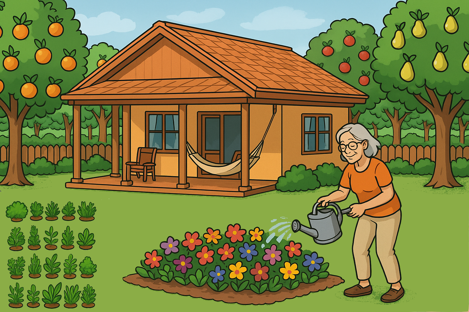 Kleines Selbstversorger-Grundstück im Rettungsgarten